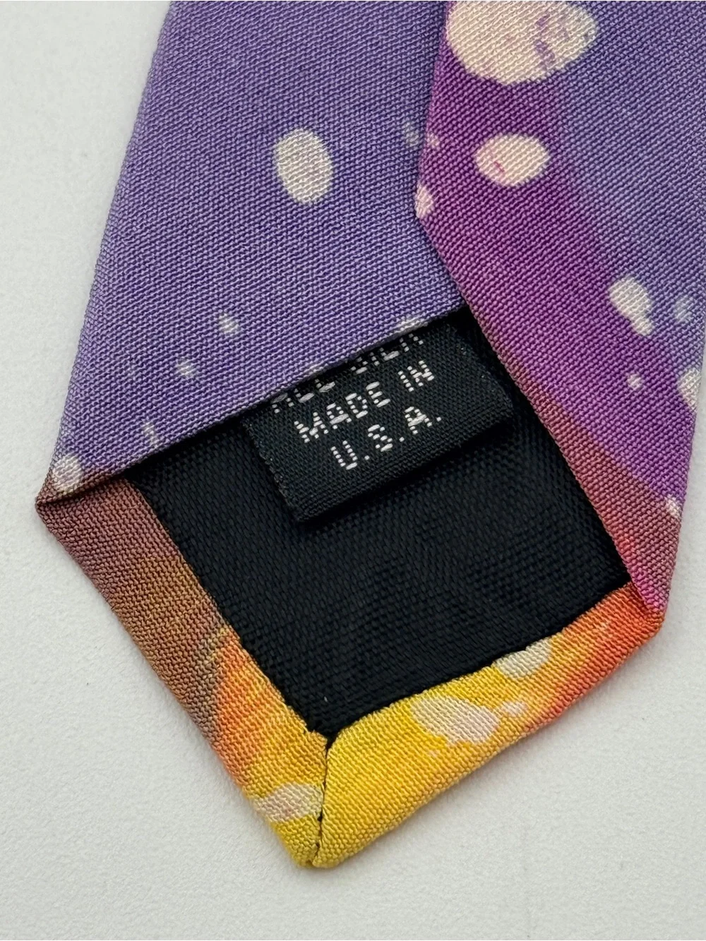 VTG Michelle Newman Hand Painted Silk Tie Abstract Rainbow Wearable Art